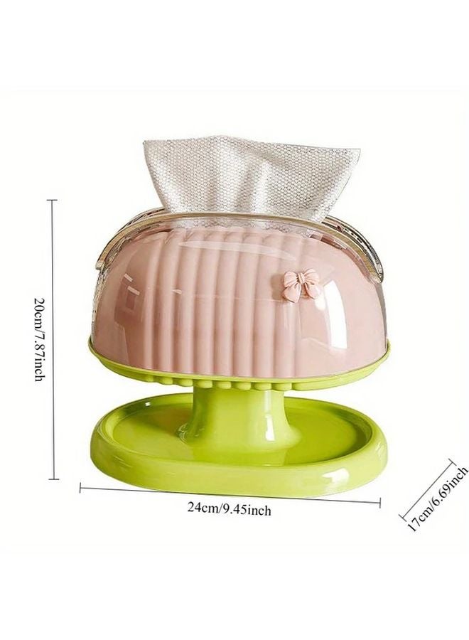 Cream Shell Tissue Box With Lid And Bow Label Decorative Napkin Holder - Image 4